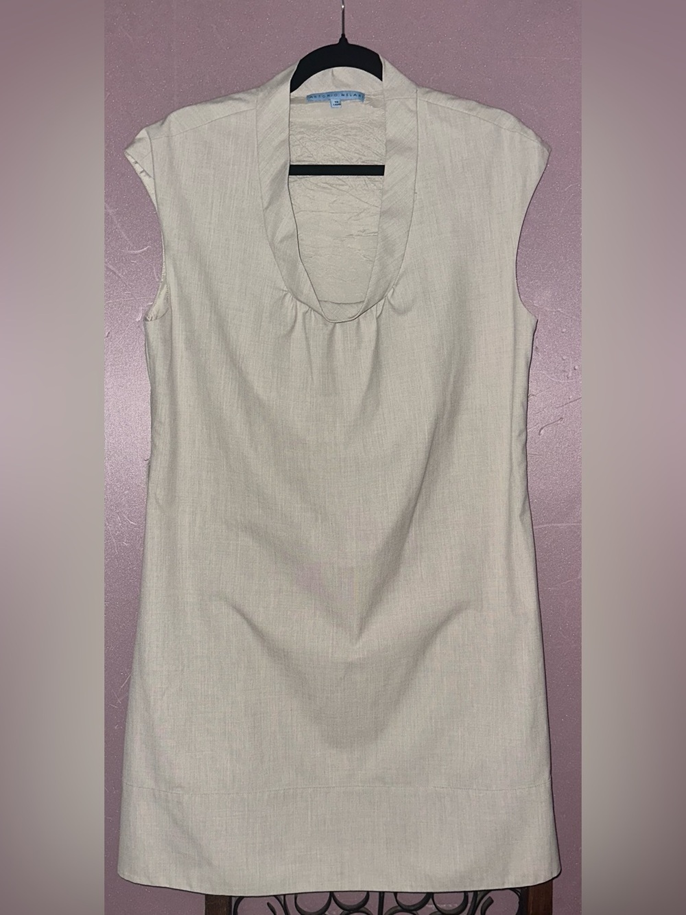 ANTONIO MELANI Cream Cap-Sleeve Scoop-Neck Tunic Dress